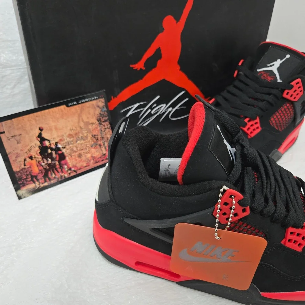Air Jordan 4 Retro Red Thunder Black Crimson CT8527-016 Mens Size 8